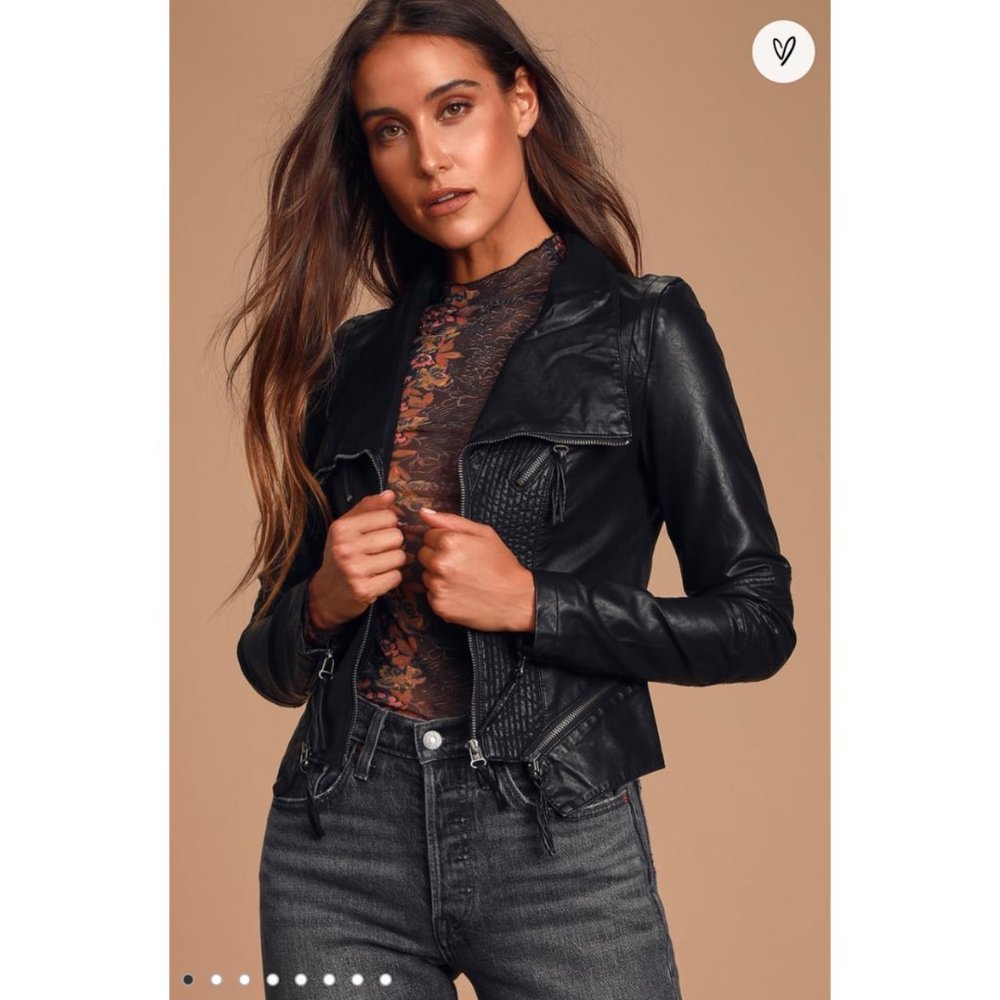 LuLu's Black Vegan Leather Jacket in Size Medium